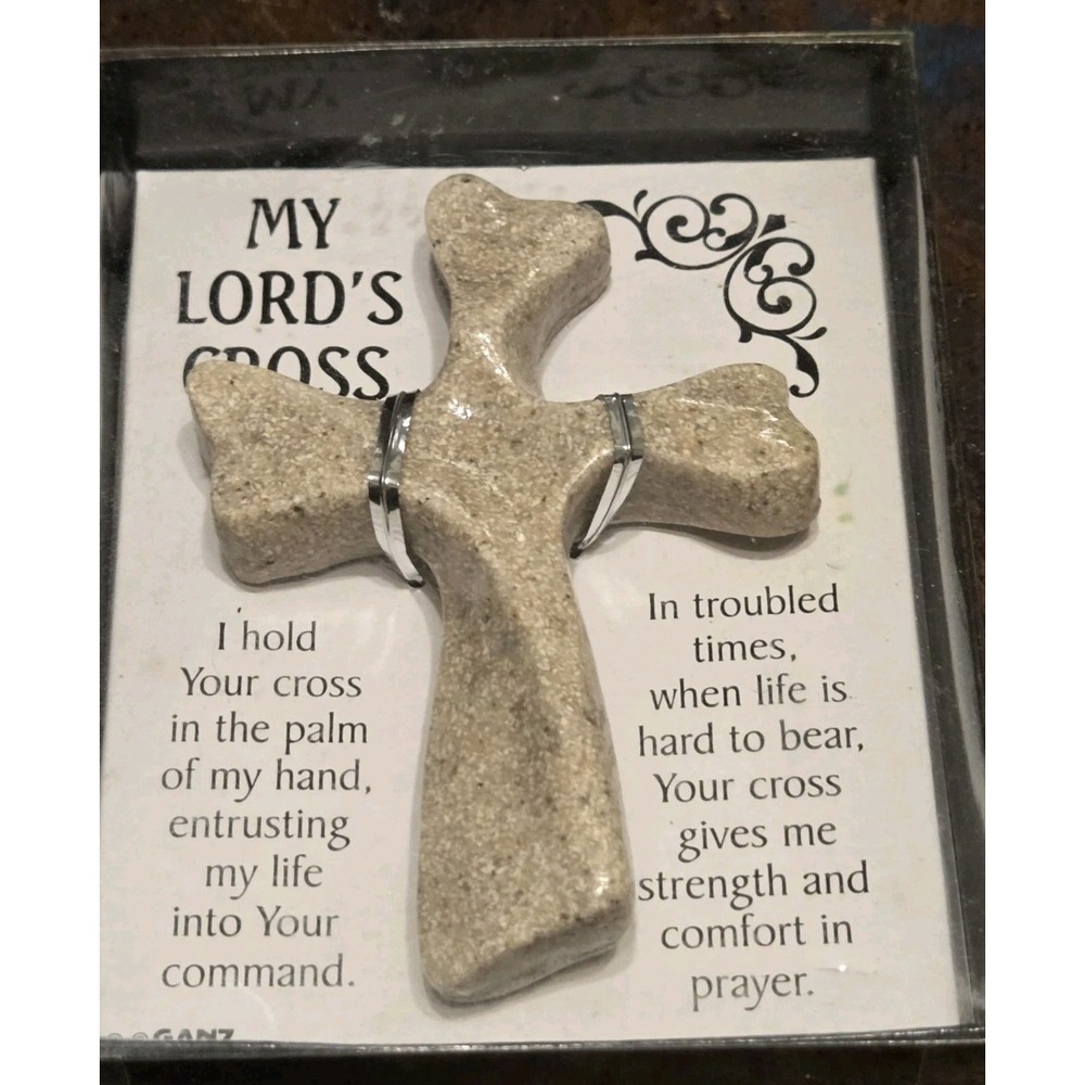 My Lord's Cross Ganz Stone Cross Ivory W/ Speckled Browns, Christian Gift